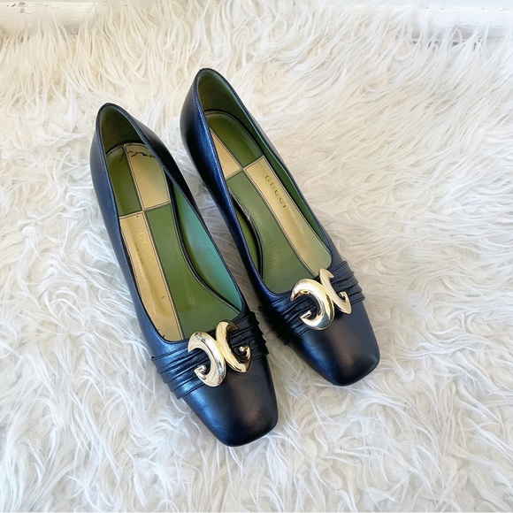 Gucci Usagi Leather Pump Half Moon Black size 38 - Picture 1 of 14